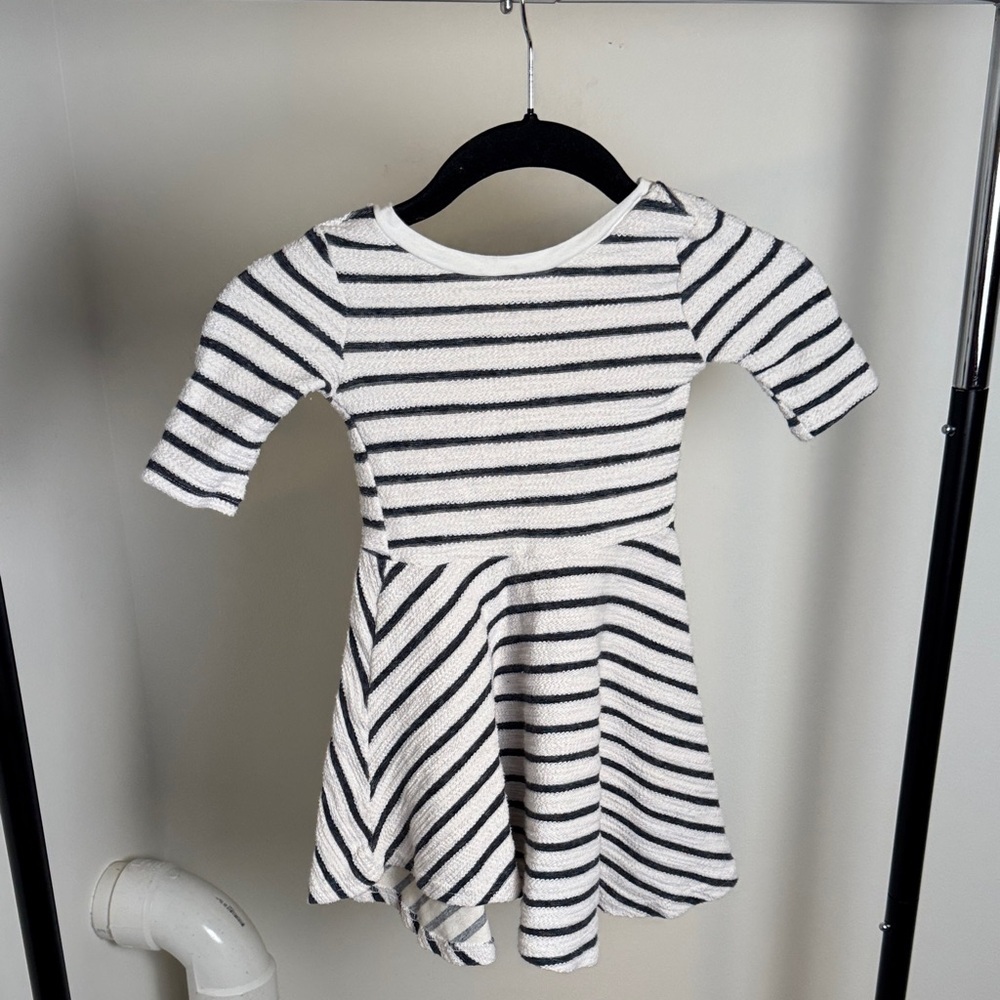 Girl's Vignette Navy and White Striped Terry Cloth Sailor Dress Size 4 years